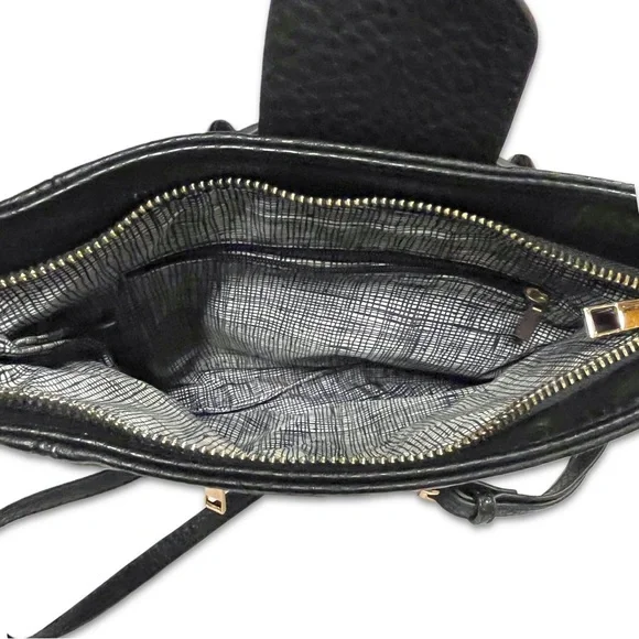 Black Leather Gunmetal Rivets Clutch Crossbody Bag NWOT - Picture 8 of 14